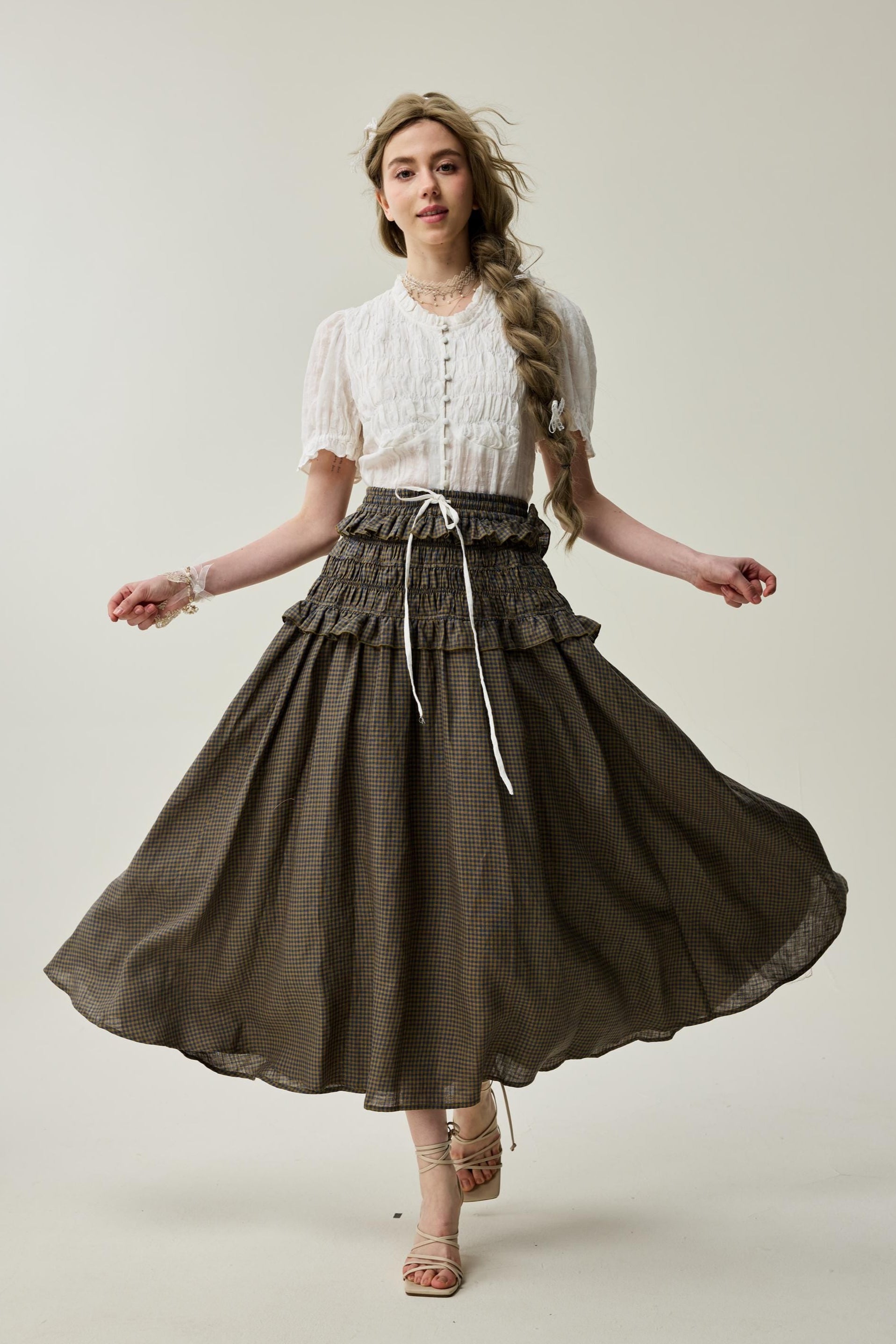 【deres】11th linen skirt 1T Wind 33 | Ruffled linen skirt – Linennaive