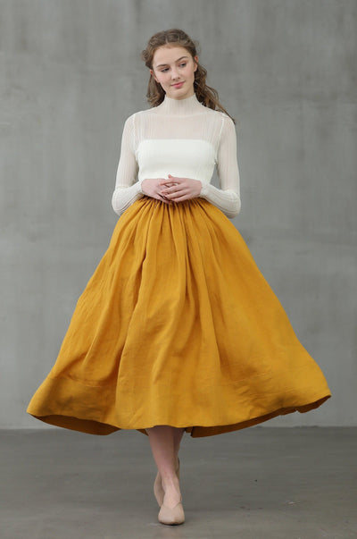 Daisy 03 | mustard yellow linen skirt