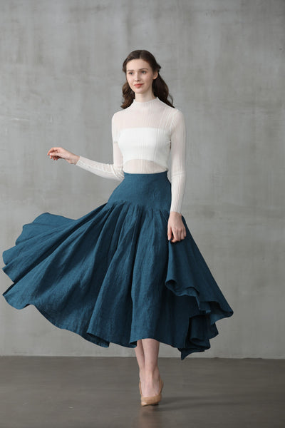 Opera 25 | peacock blue linen skirt