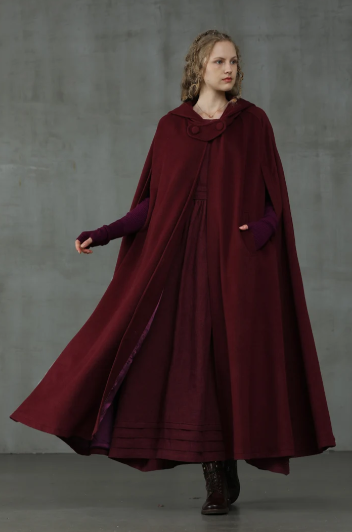 Maxi Hooded Wool Coat Cloak (8 Colors) – Linennaive Maxi Hooded Wool Coat Cloak (8 Colors) – Linennaive
