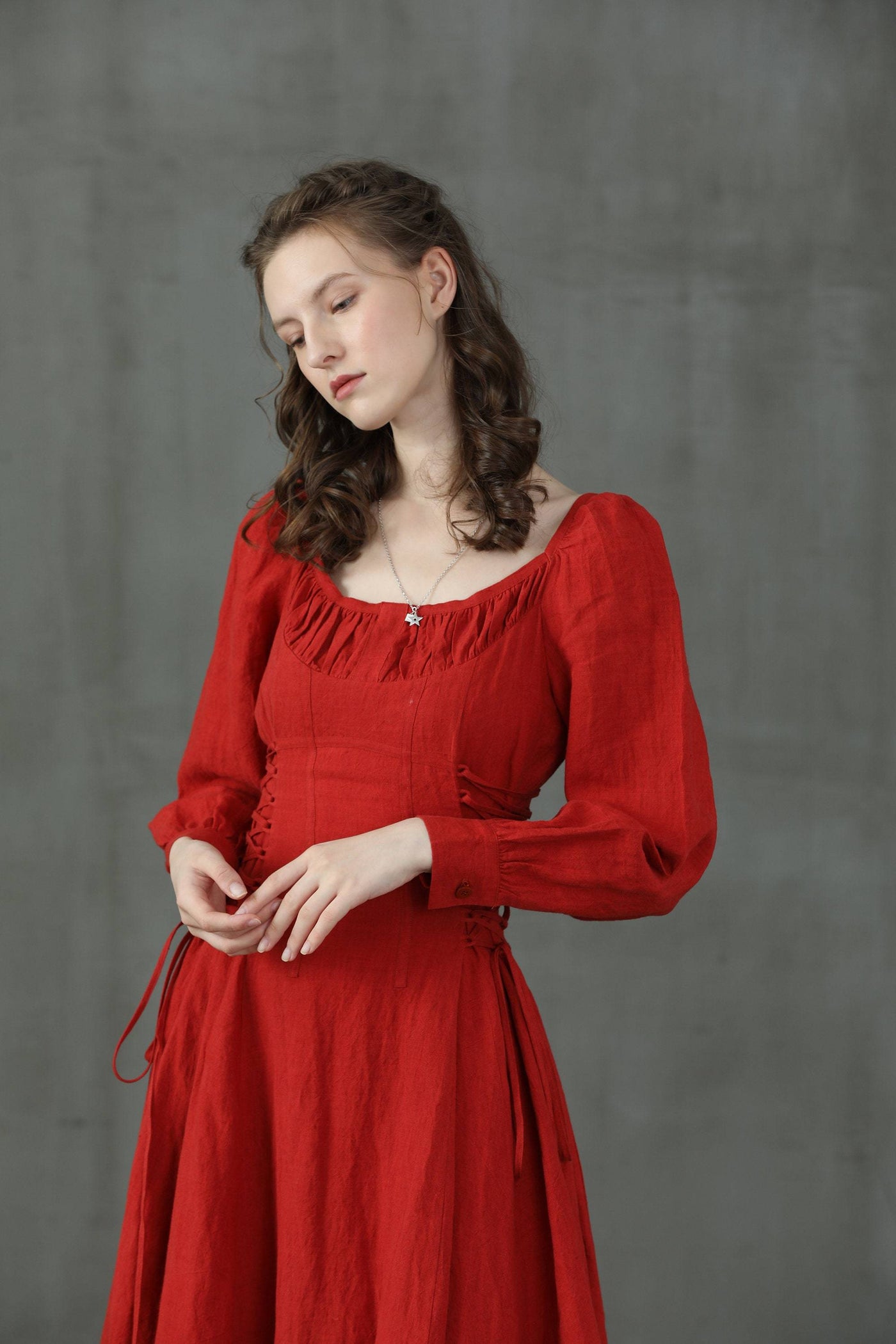Ylang 15 | maxi Lace-up linen dress