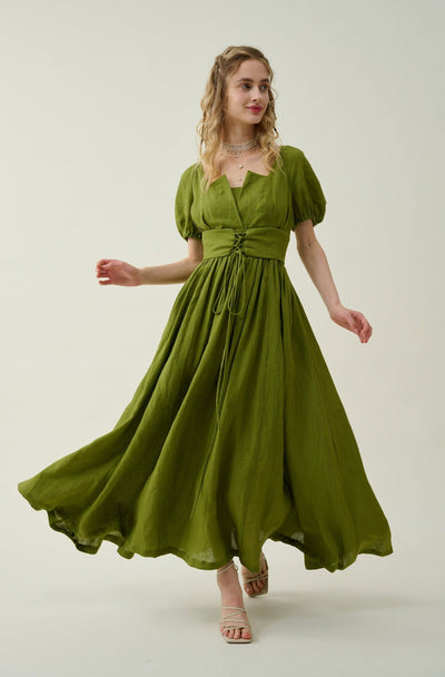 Julia 35 | Lace up linen dress
