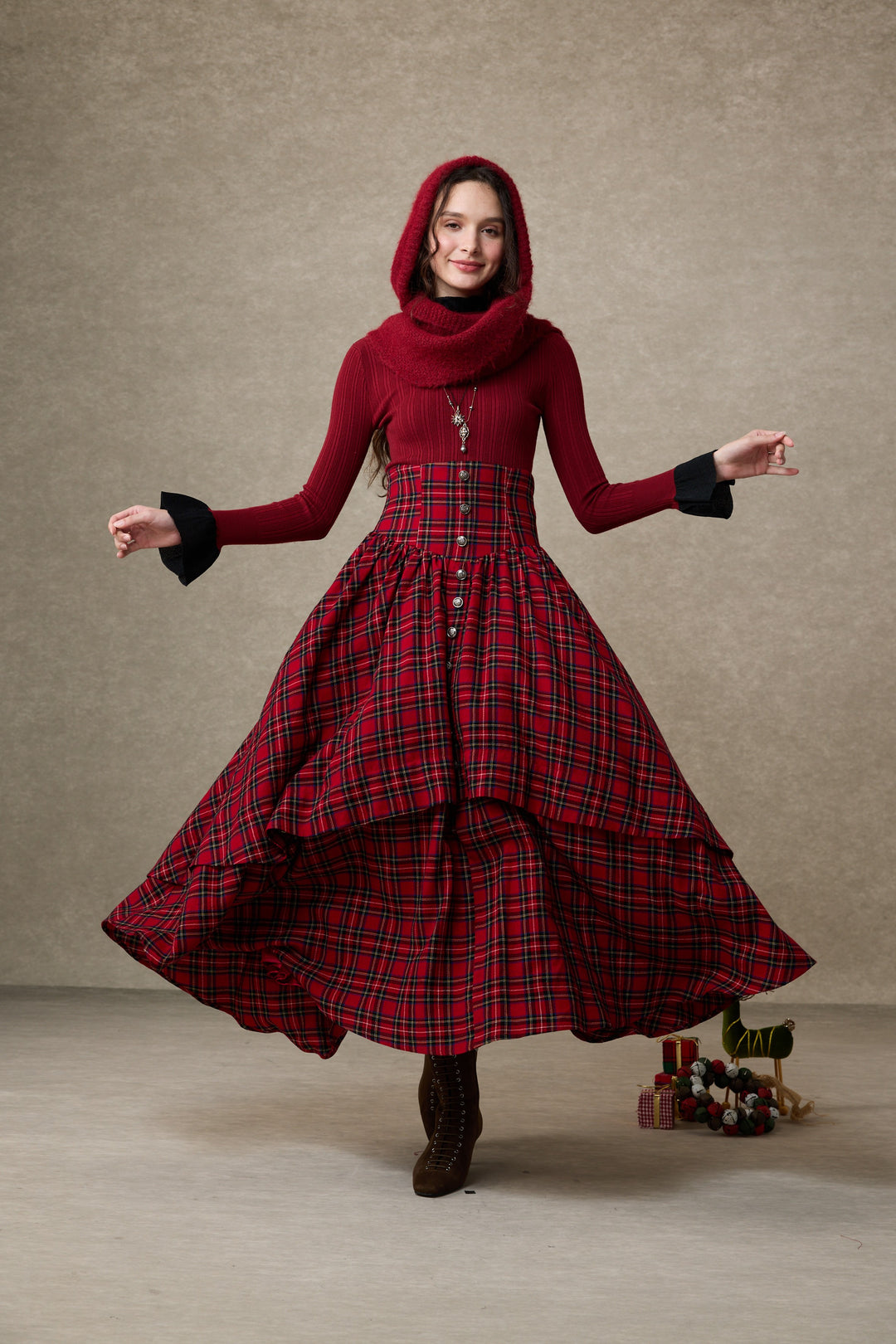 Christina 19 |Retro Layered Wool Skirt