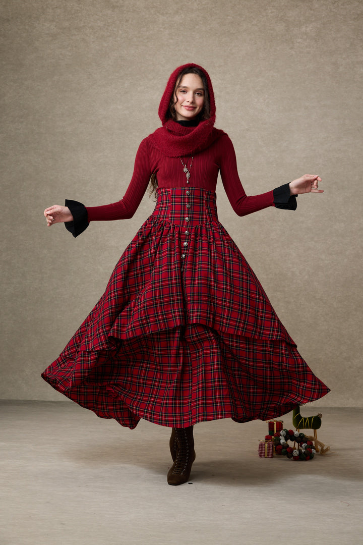 Christina 19 |Retro Layered Wool Skirt