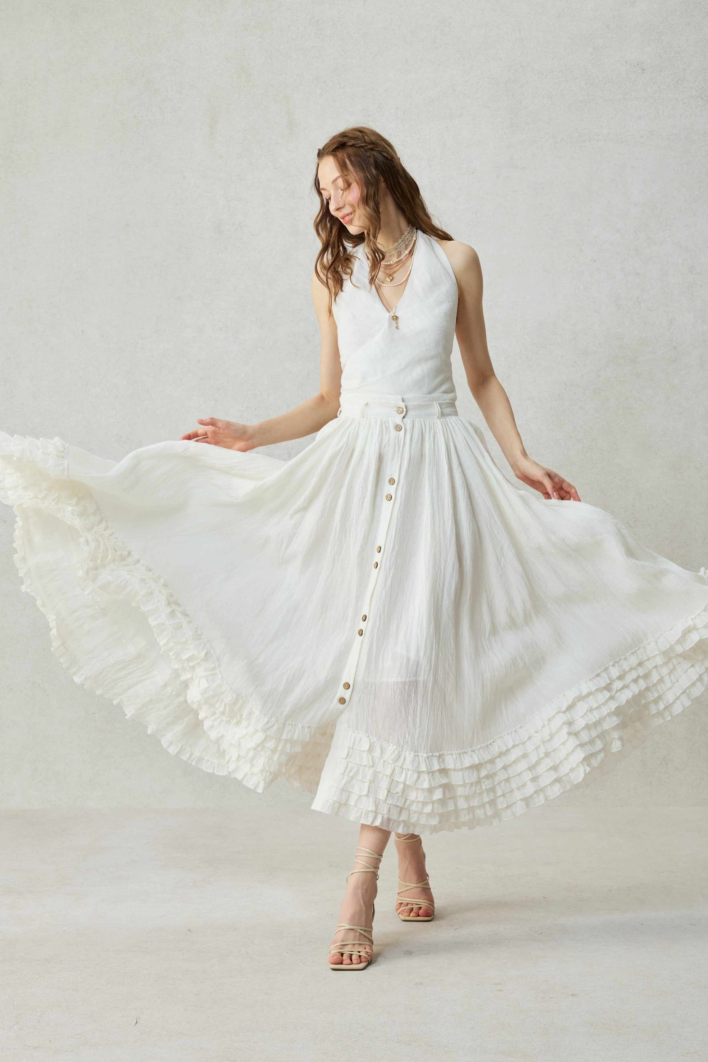 Dorothy 27 | Ruffled maxi linen skirt – Linennaive