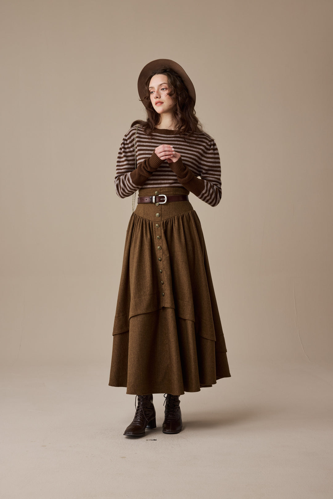Christina 19 |Retro Layered Wool Skirt