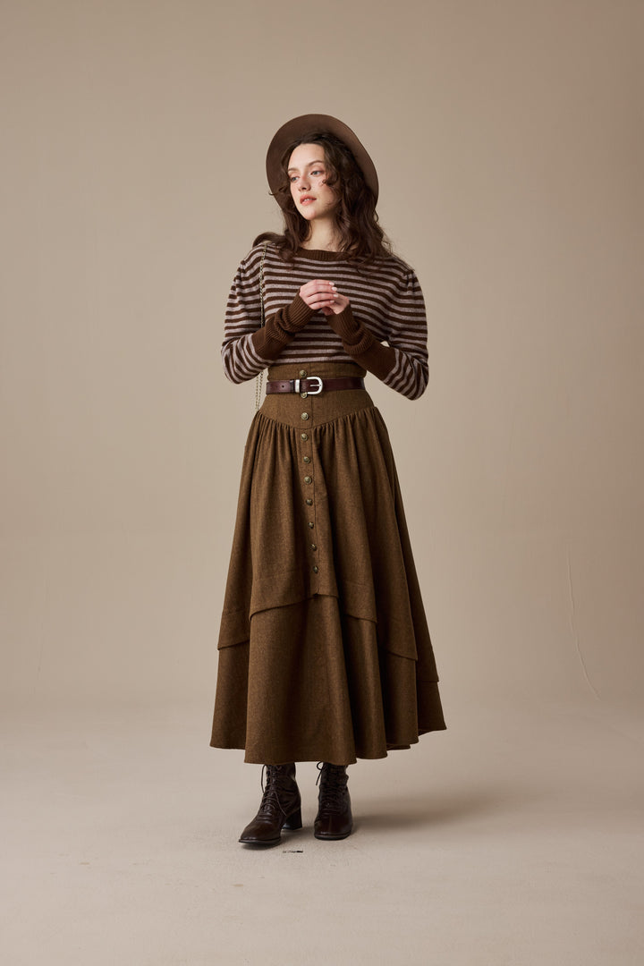 Christina 19 |Retro Layered Wool Skirt