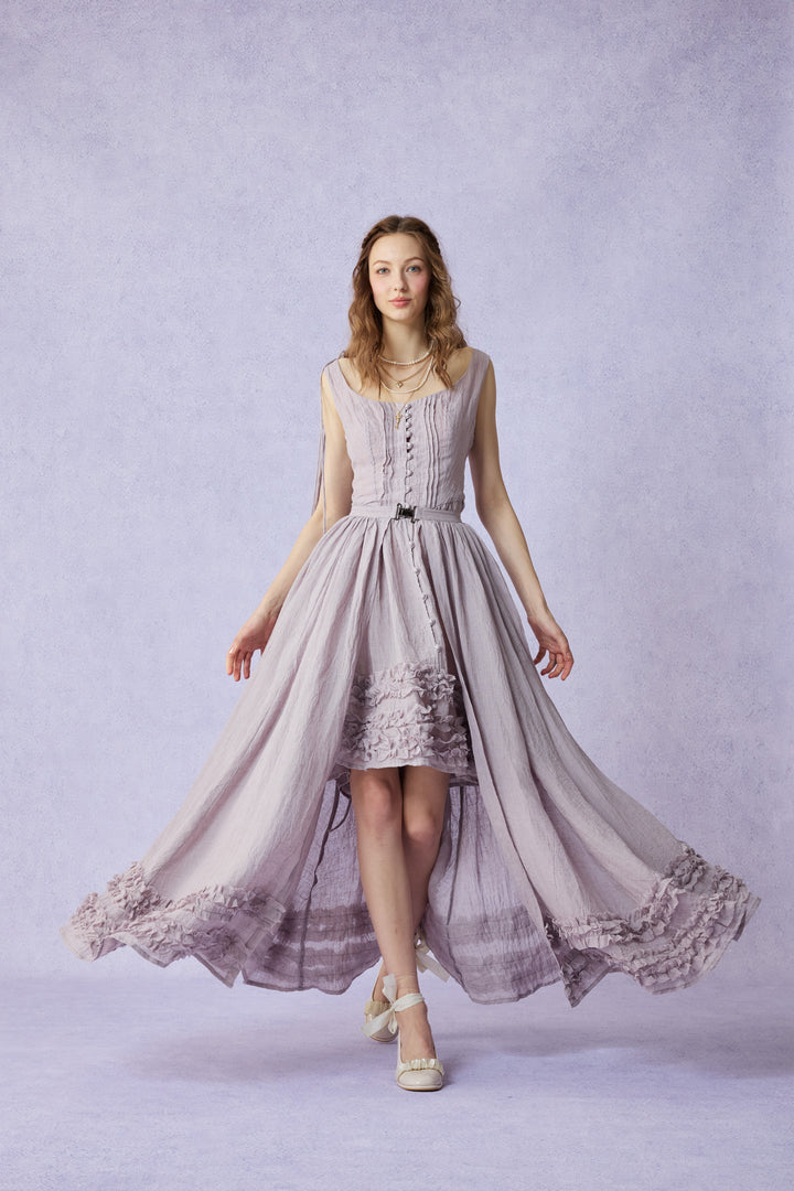 Wearable Poetry 17 | Ruffled linen dress & skirt （2 pieces)