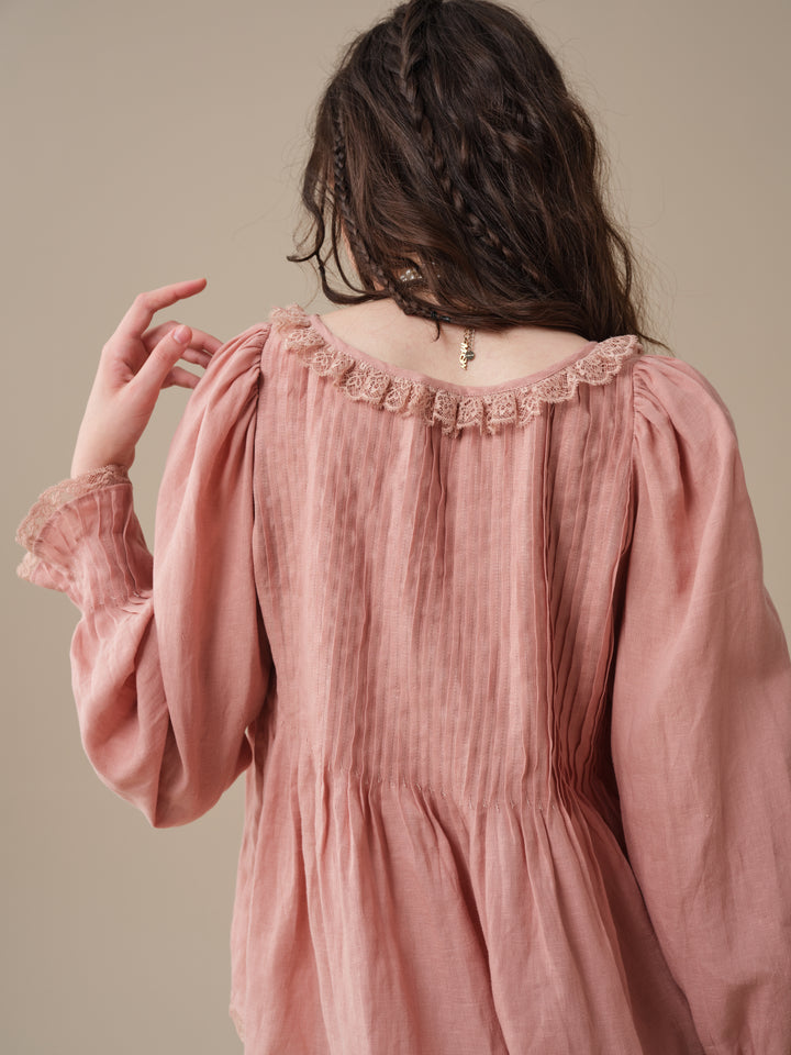 Isadora | Ruby Linen Poet Shirt