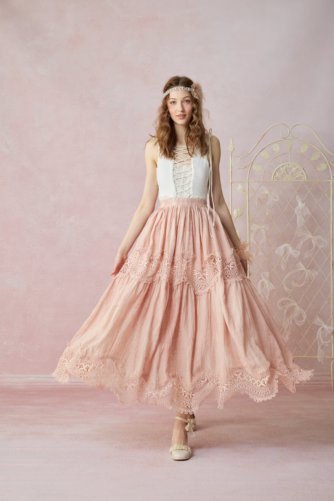 Moonstone 22 |Lace linen Maxi skirt