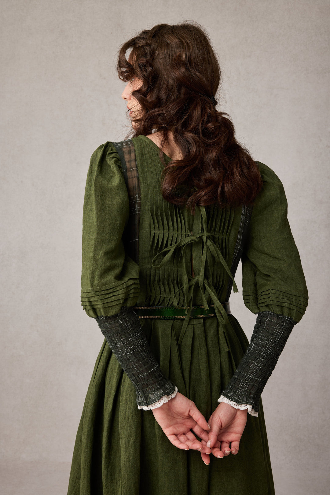 Eliana 15 | Pintucked Patchwork Linen Dress