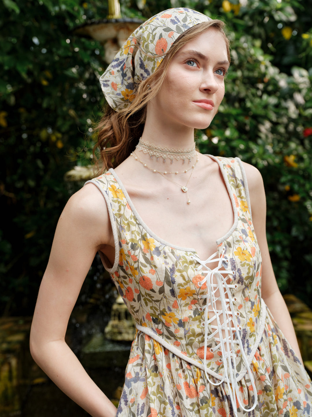Anis 23 | Lace-up Jacquard Linen Corset Dress