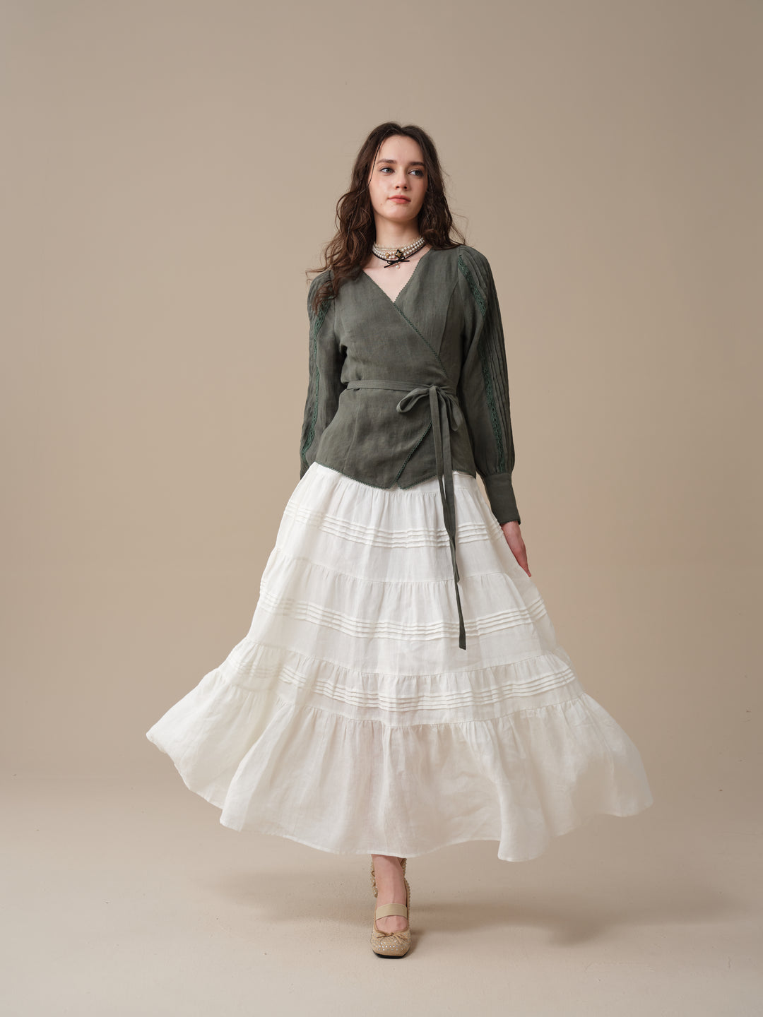 Marguerite | Soft Linen Wrap Blouse