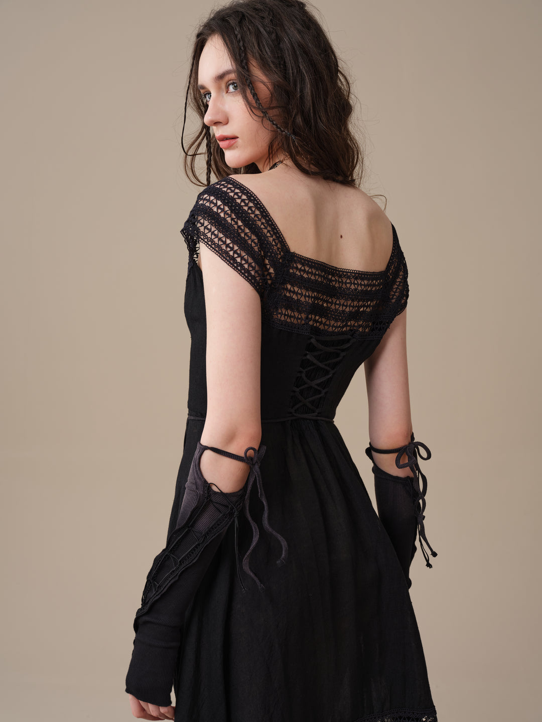 Cherry Tree 25 | Lace Linen flared dress