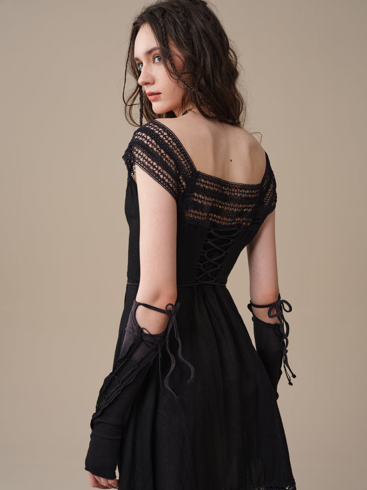 Cherry Tree 25 | Lace Linen flared dress