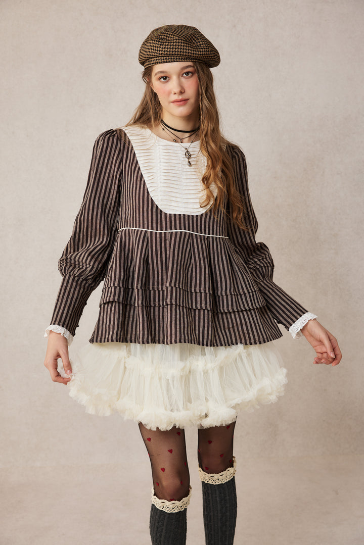 Lydia 18 | Linen Pintucked Puff Sleeve Blouse