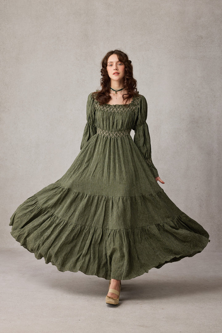 Cloud 21 | smocking embroidery linen dress