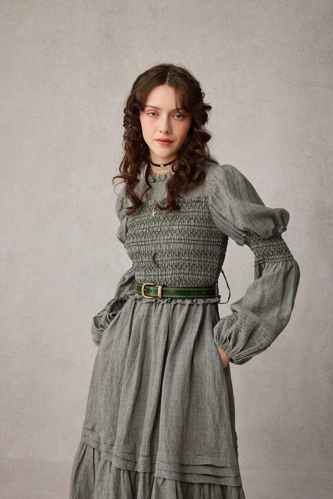 Jane 33 |Edward Smocking Linen Dress Chemise