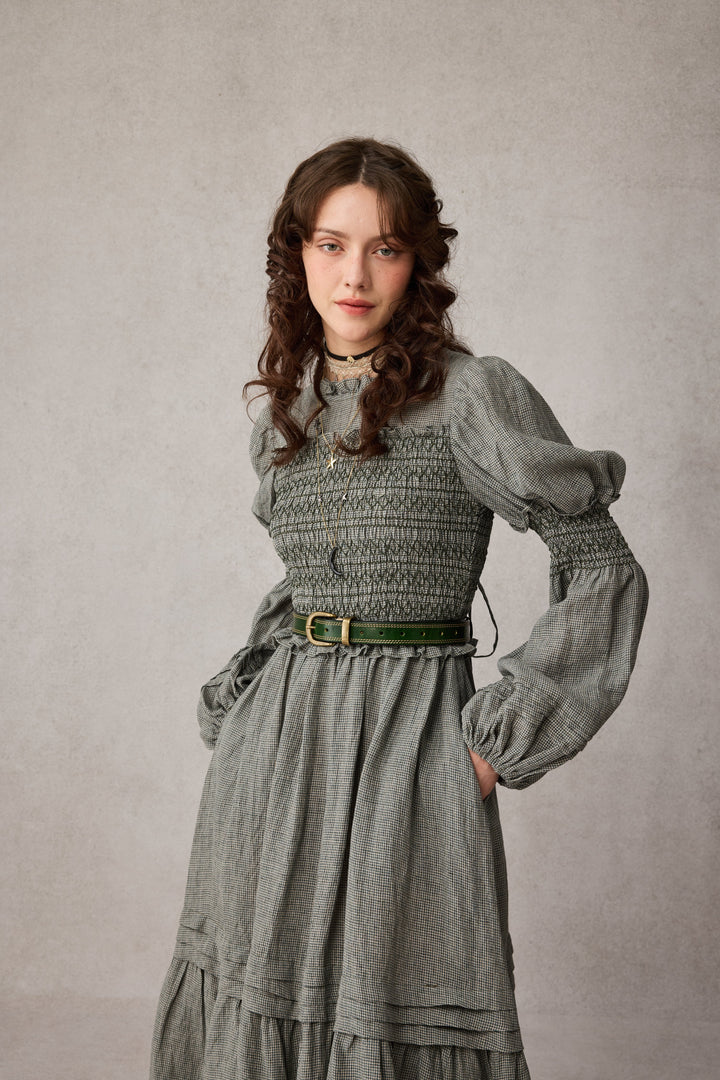 Jane 33 |Edward Smocking Linen Dress Chemise