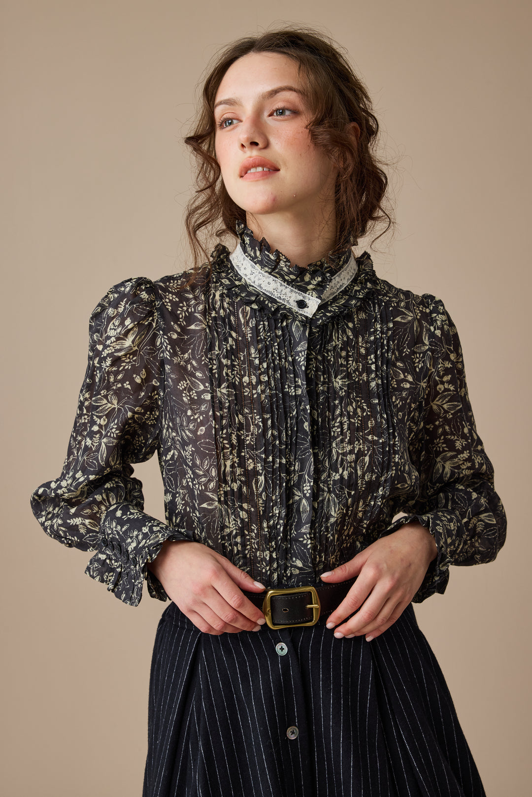 Sharon 21 |pintucked luxury linen shirt blouse