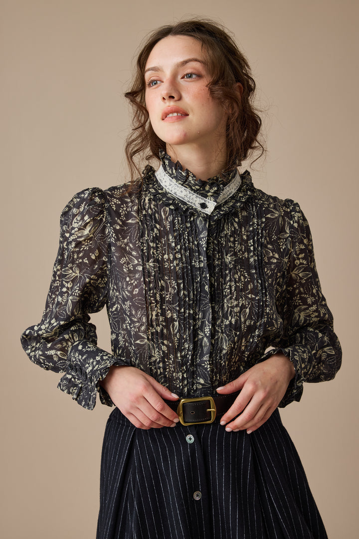 Sharon 21 |pintucked luxury linen shirt blouse