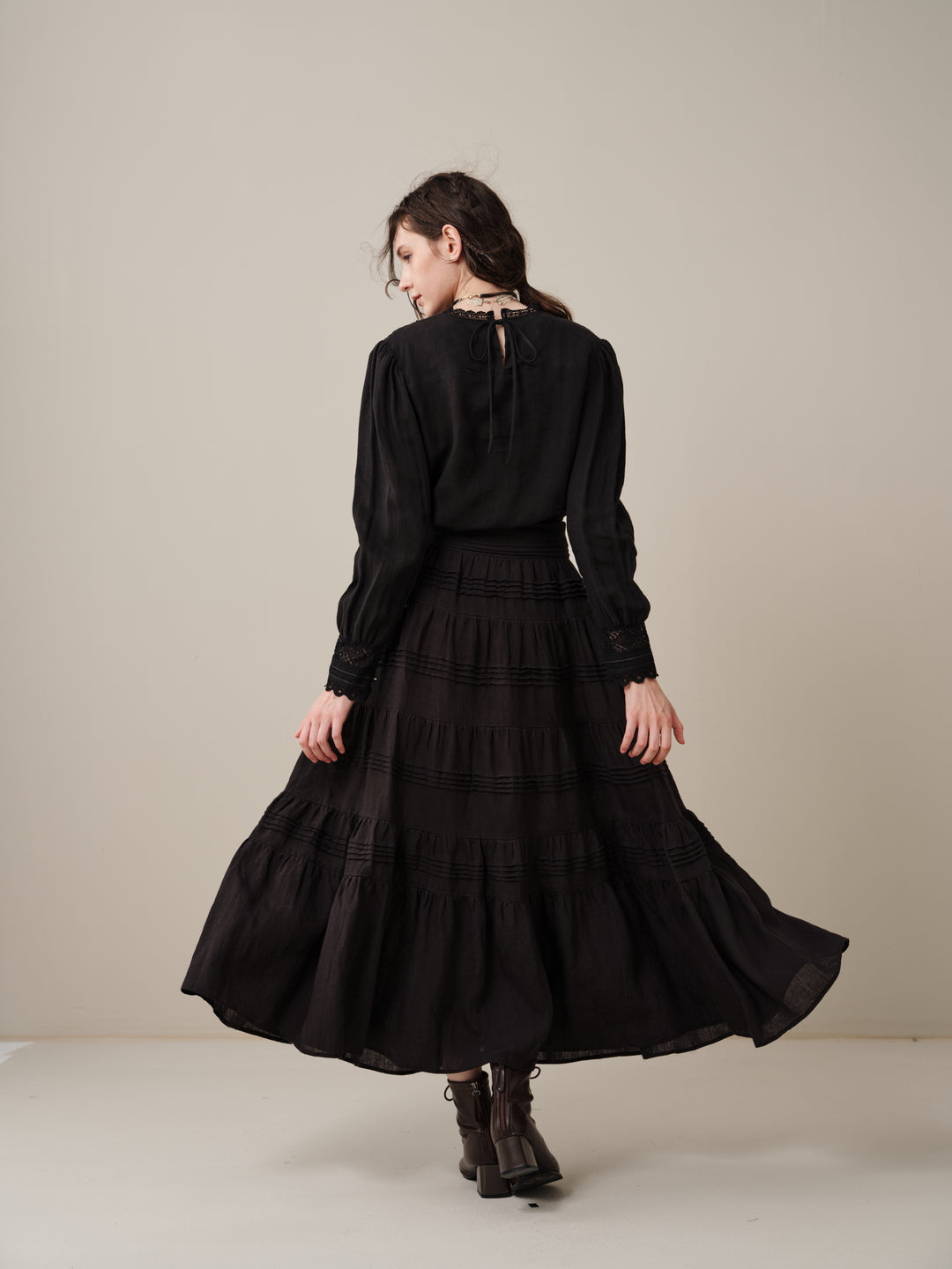 Alice 12 |  Pintuck Linen Maxi Skirt