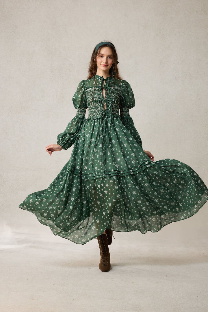 Jane 33 |Edward Smocking Linen Dress Chemise