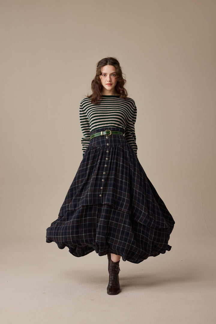 Christina 19 |Retro Layered Wool Skirt