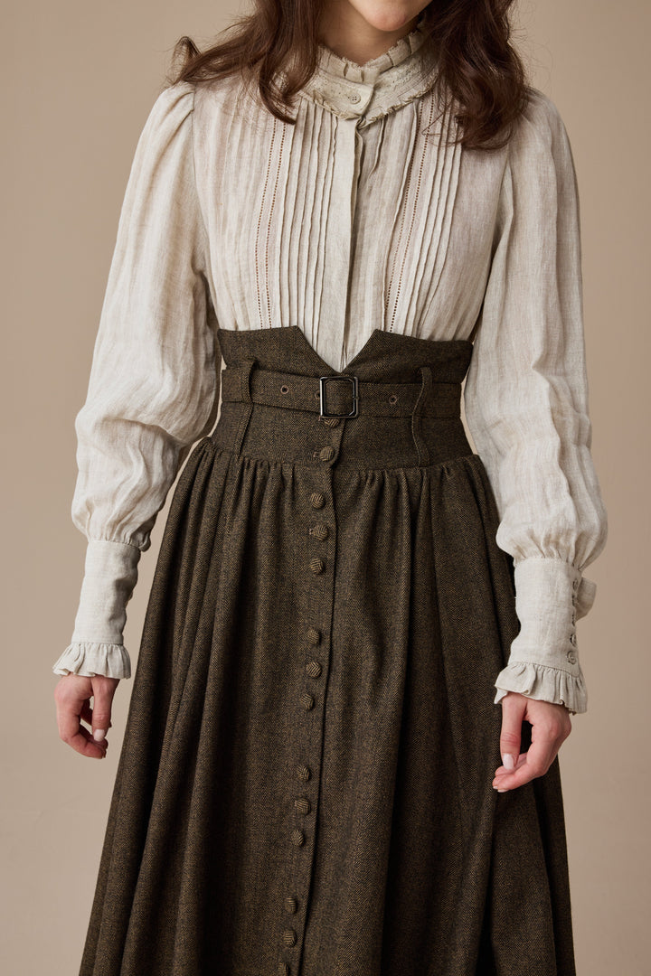 Bette 28 | Retro Belted Wool Skirt