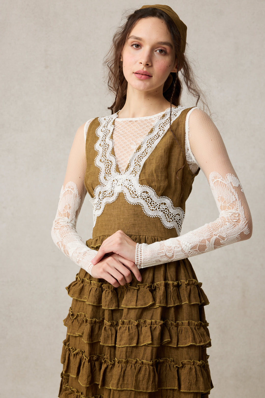 Nolita 28 |Lace & Linen Dress Gown （With Gift scarf)