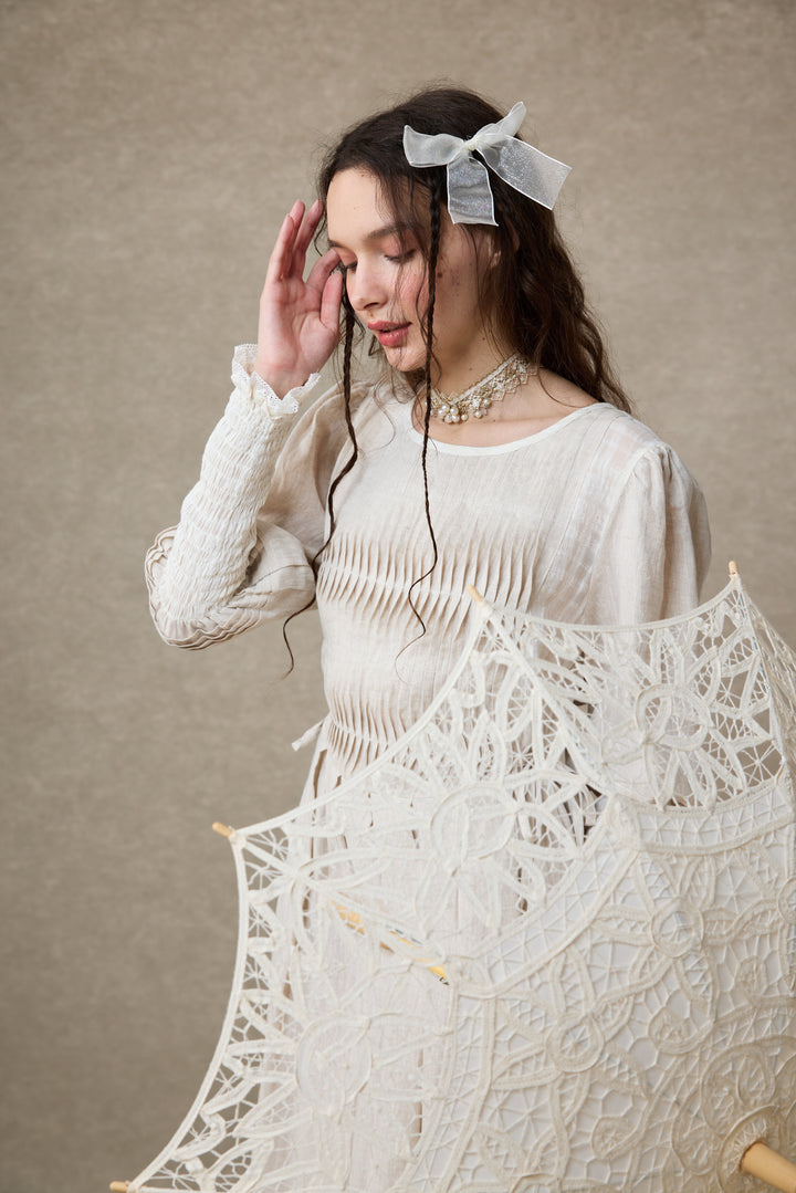 Eliana 15 | Pintucked Patchwork Linen Dress