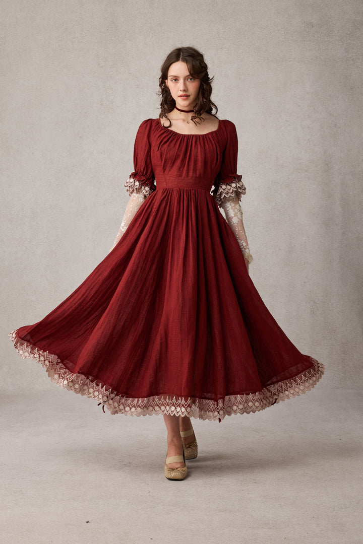 Elowen 27 | Lace Linen dress gown ( 2 way to wear )