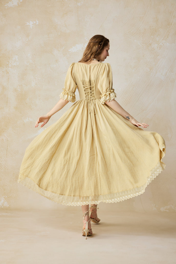 Elowen 27 | Lace Linen dress gown ( 2 way to wear )