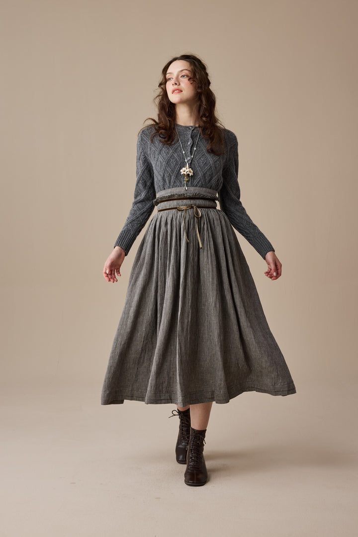 Bruna 17 |Striped Linen Skirt