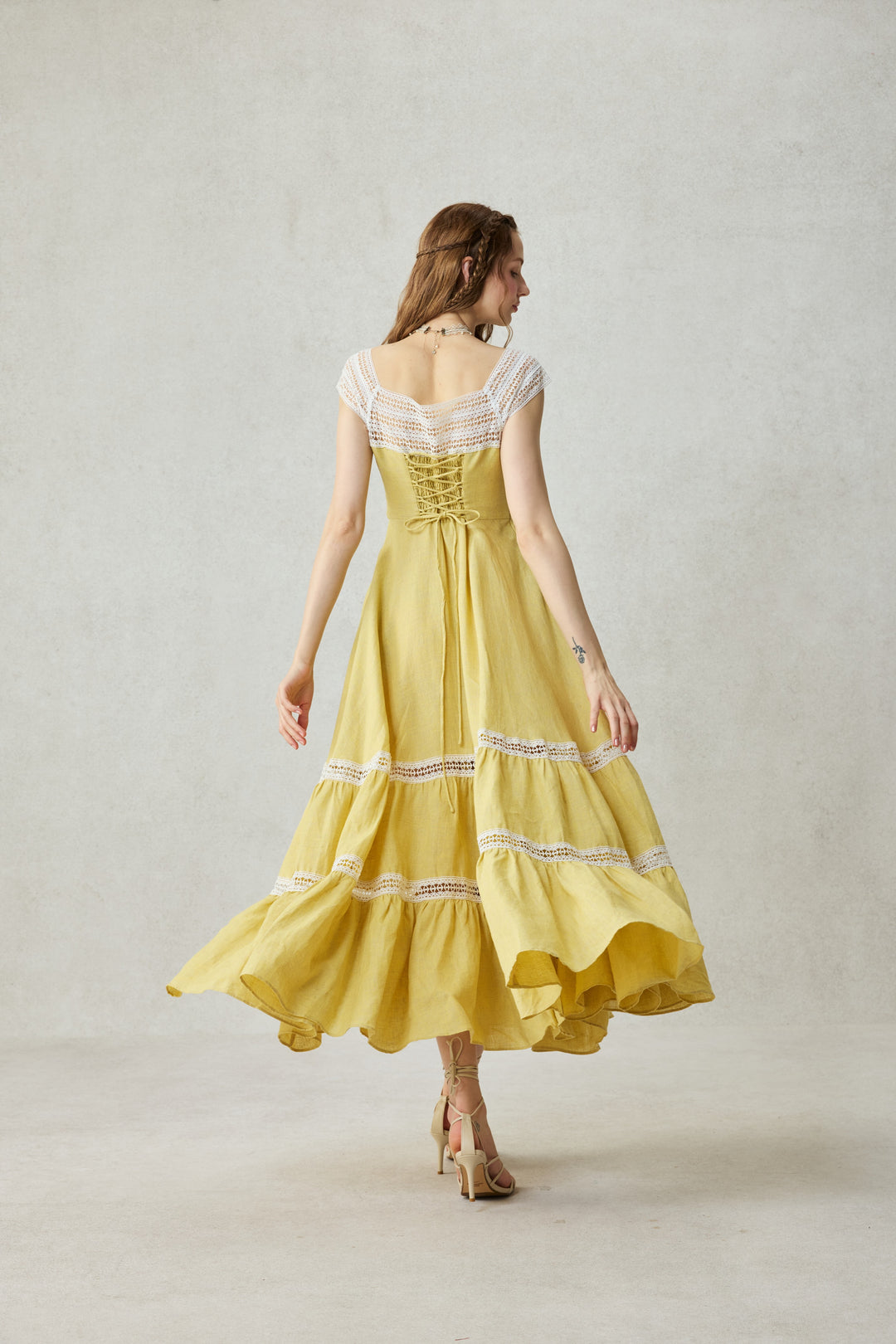 Cherry Tree 25 | Lace Linen flared dress