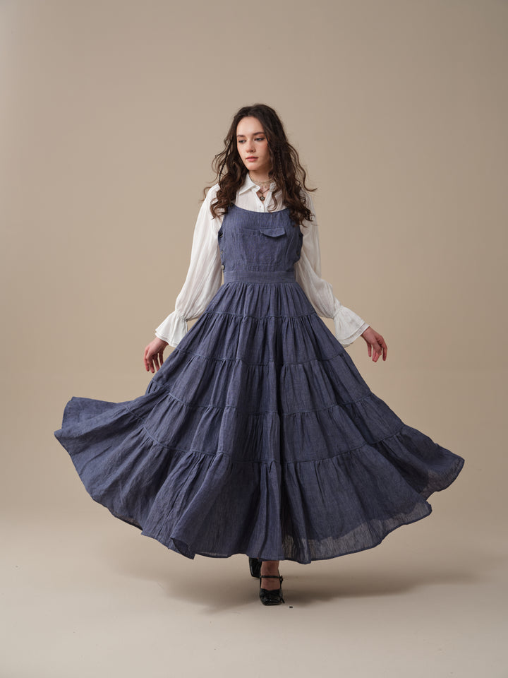Heather 12 | Linen Apron Maxi Dress