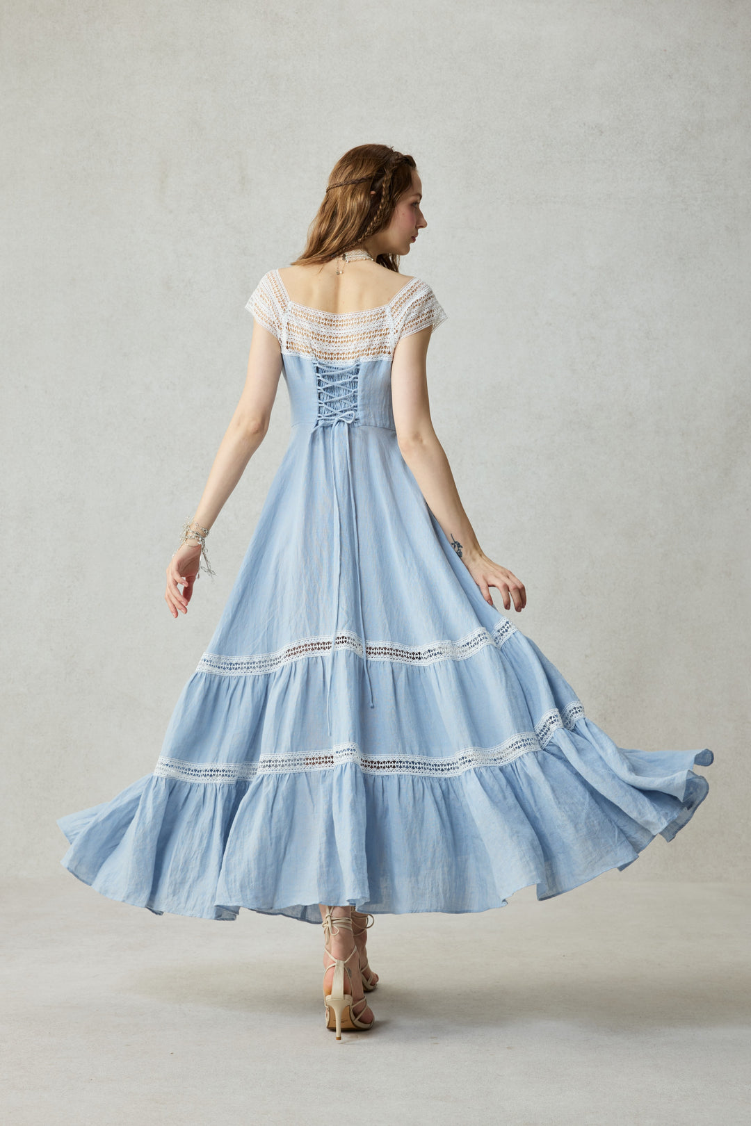 Cherry Tree 25 | Lace Linen flared dress