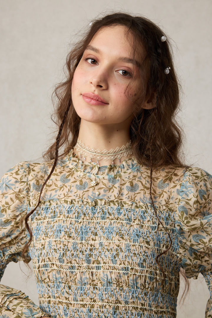 Jane 33 |Edward Smocking Linen Dress Chemise