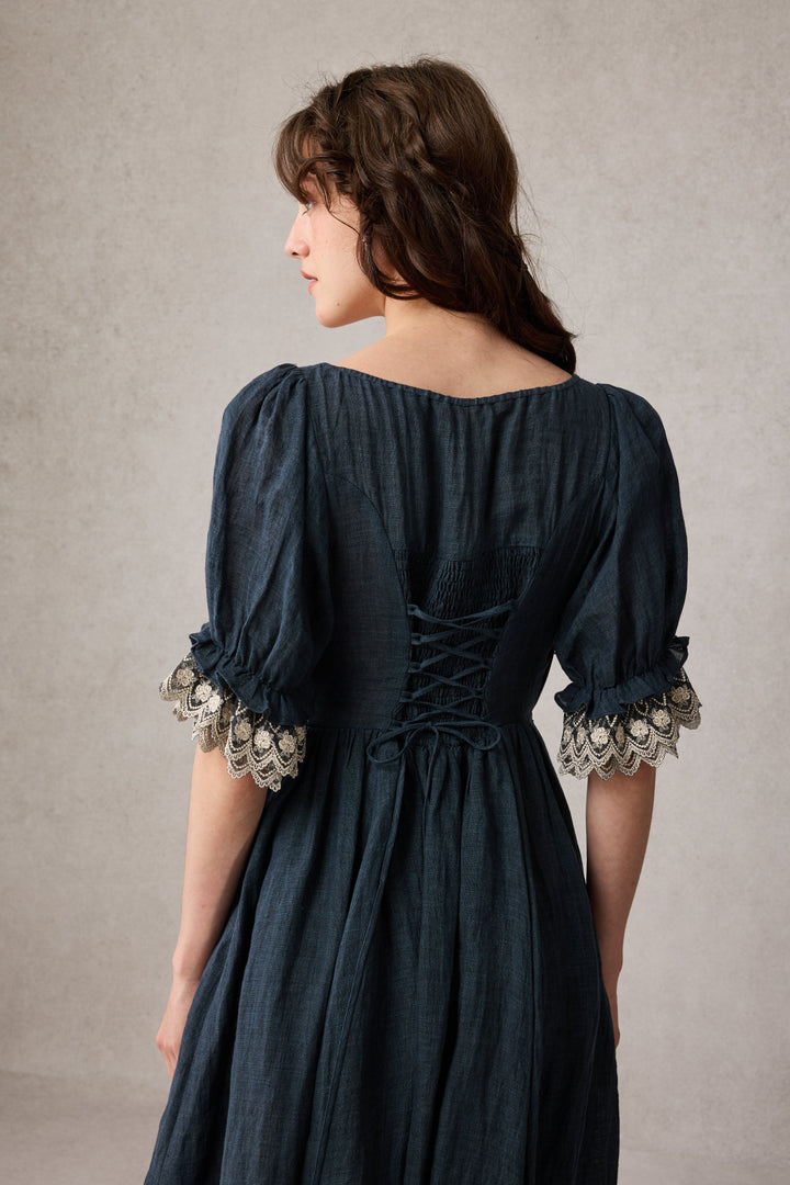 Elowen 27 | Lace Linen dress gown ( 2 way to wear )