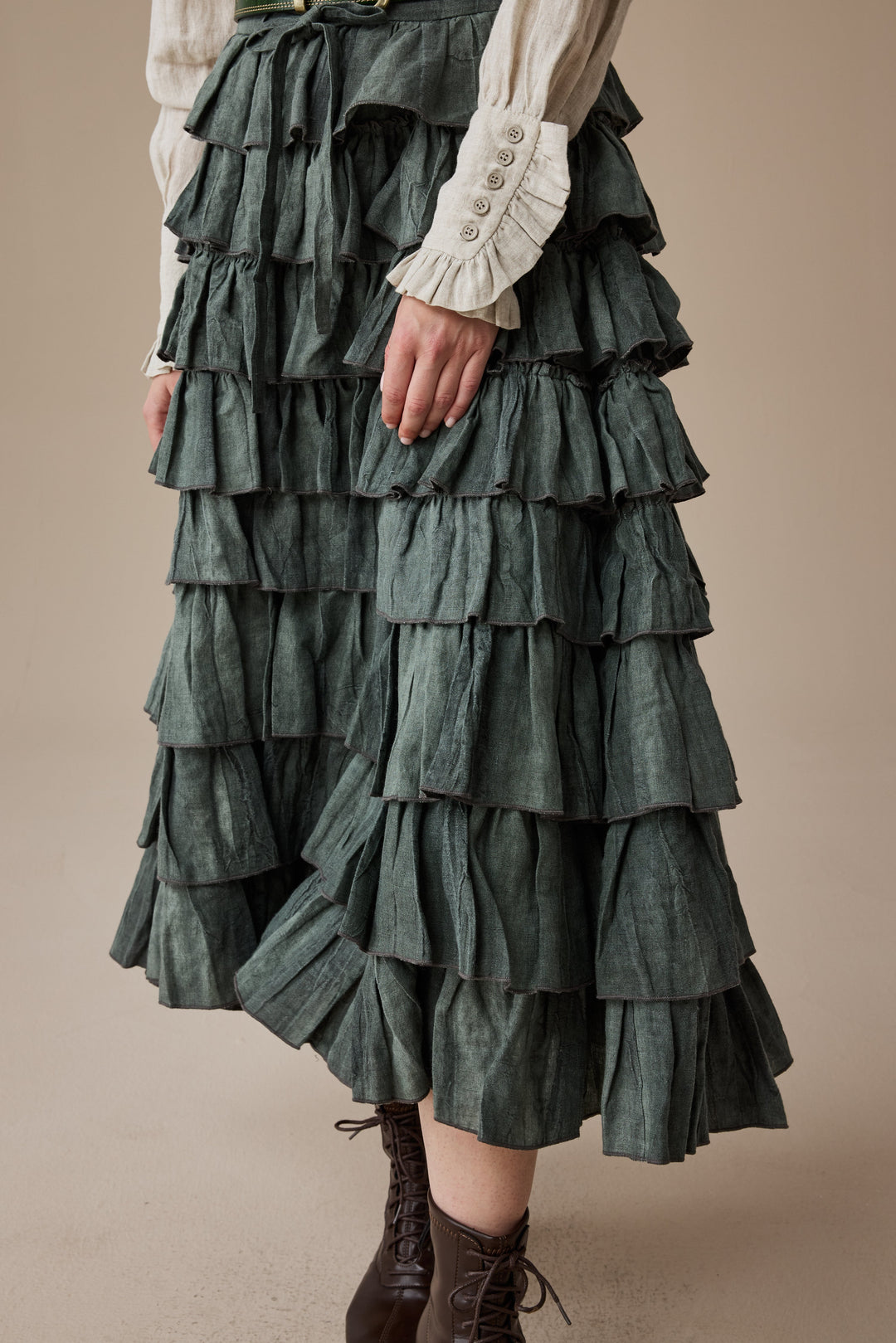 Ischia 14 | Layered petal linen skirt