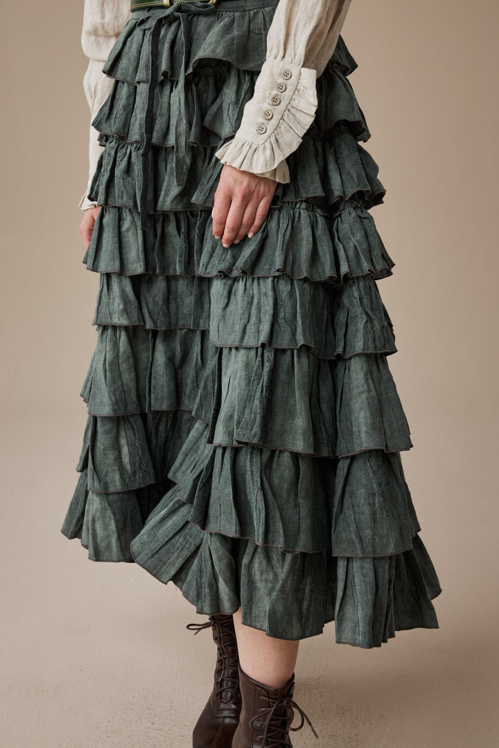 Ischia 14 | Layered petal linen skirt