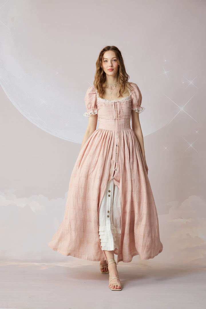 Monet Haze 26 | Fairy layered Linen Dress with pintucks