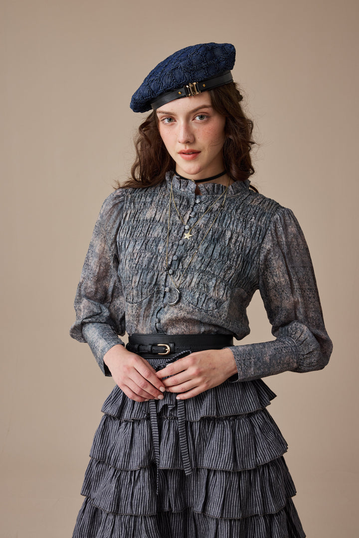 Clove 9 | smocked longsleeved linen blouse