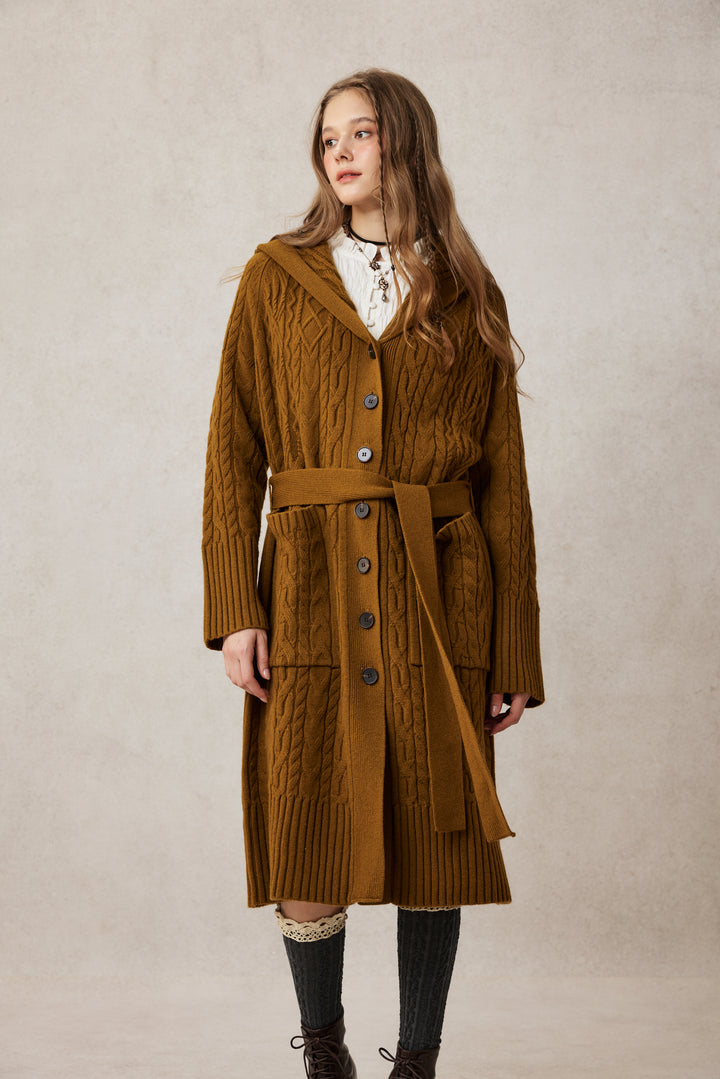 Hudson 15 | 100% wool hooded cardigan coat