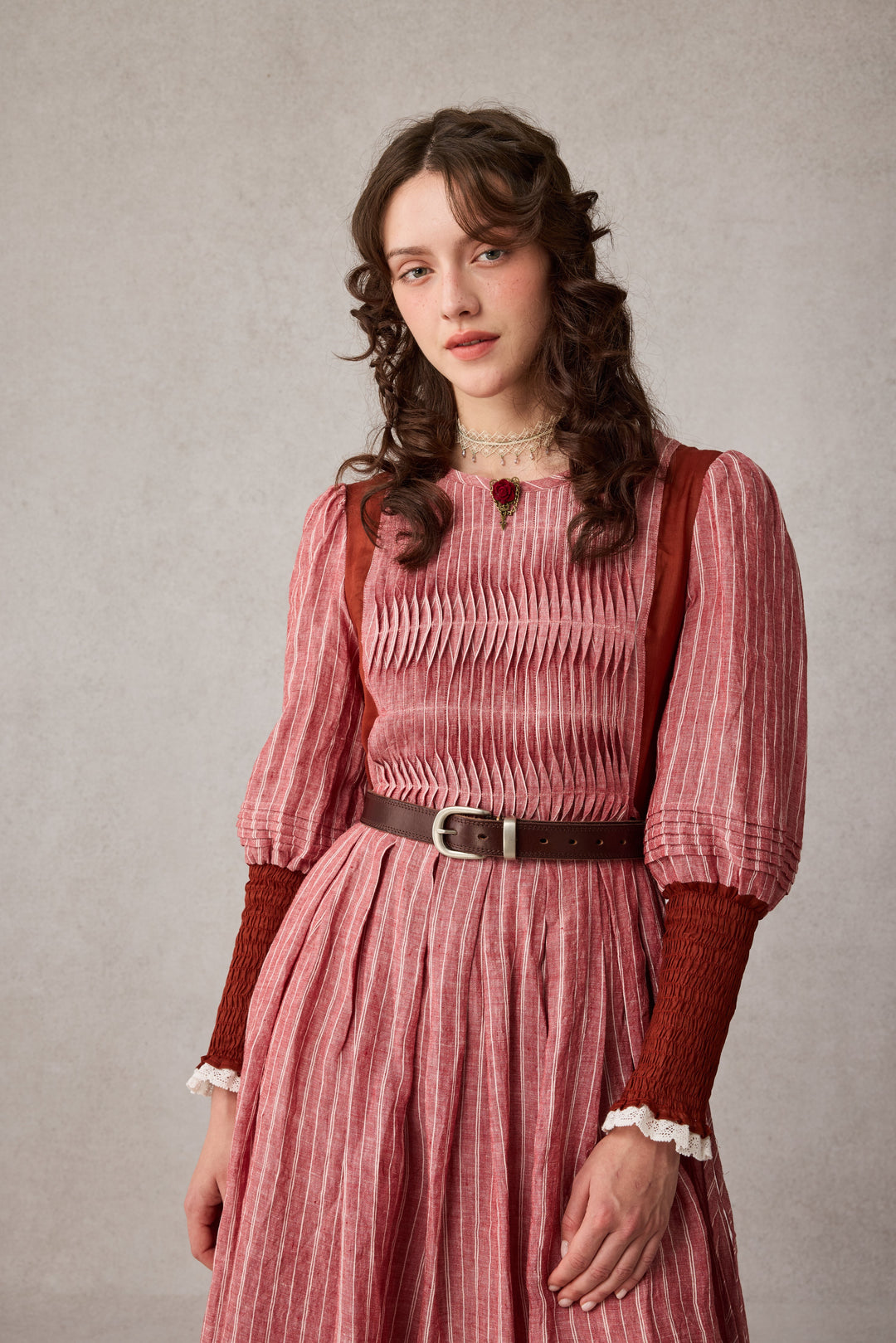 Eliana 15 | Pintucked Patchwork Linen Dress