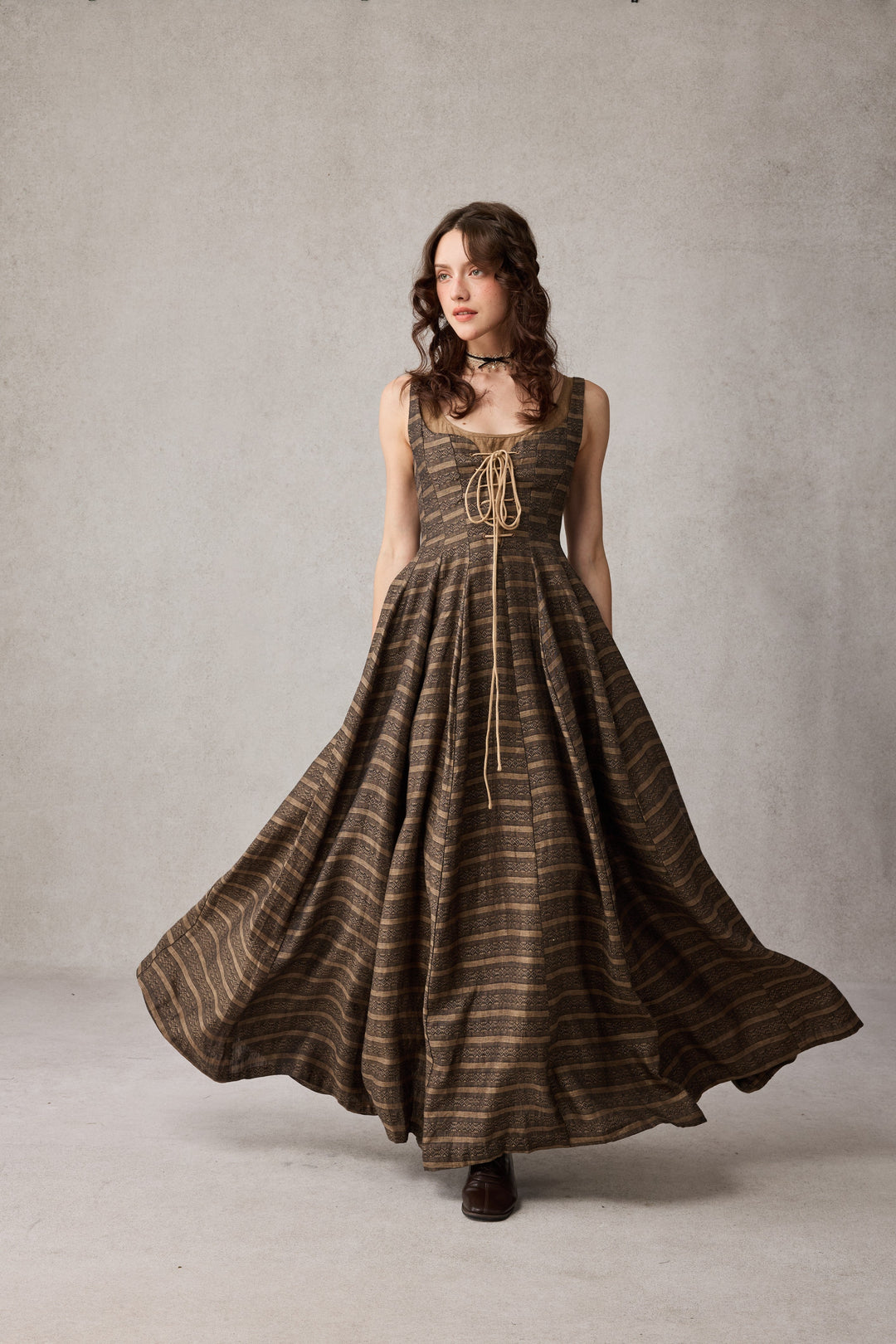 Alisa 25 | lace up linen dress