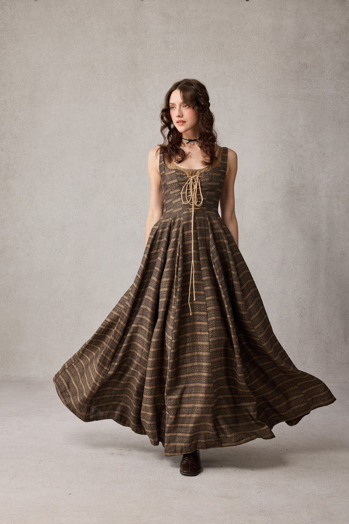 Alisa 25 | lace up linen dress