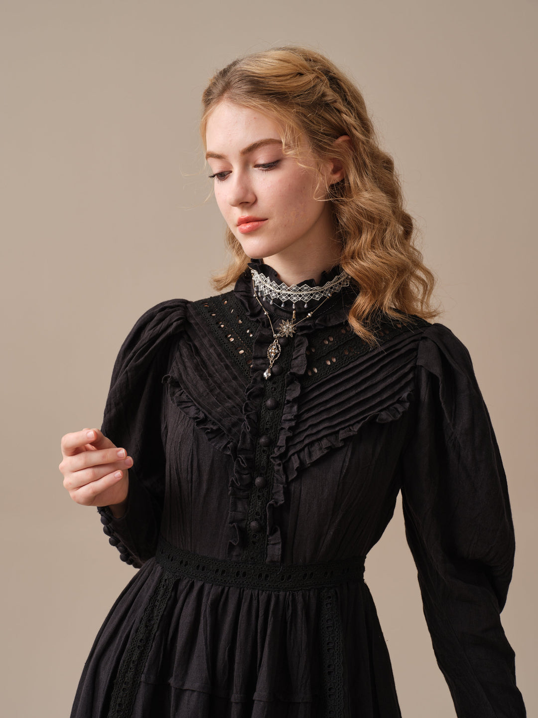 old fashioned high neck black dress Amazon.com: Vintage Sheer Black Lace Long Sleeves High Neck Prom Evening Dresses Champagne US 2 : Clothing, Shoes & Jewelry