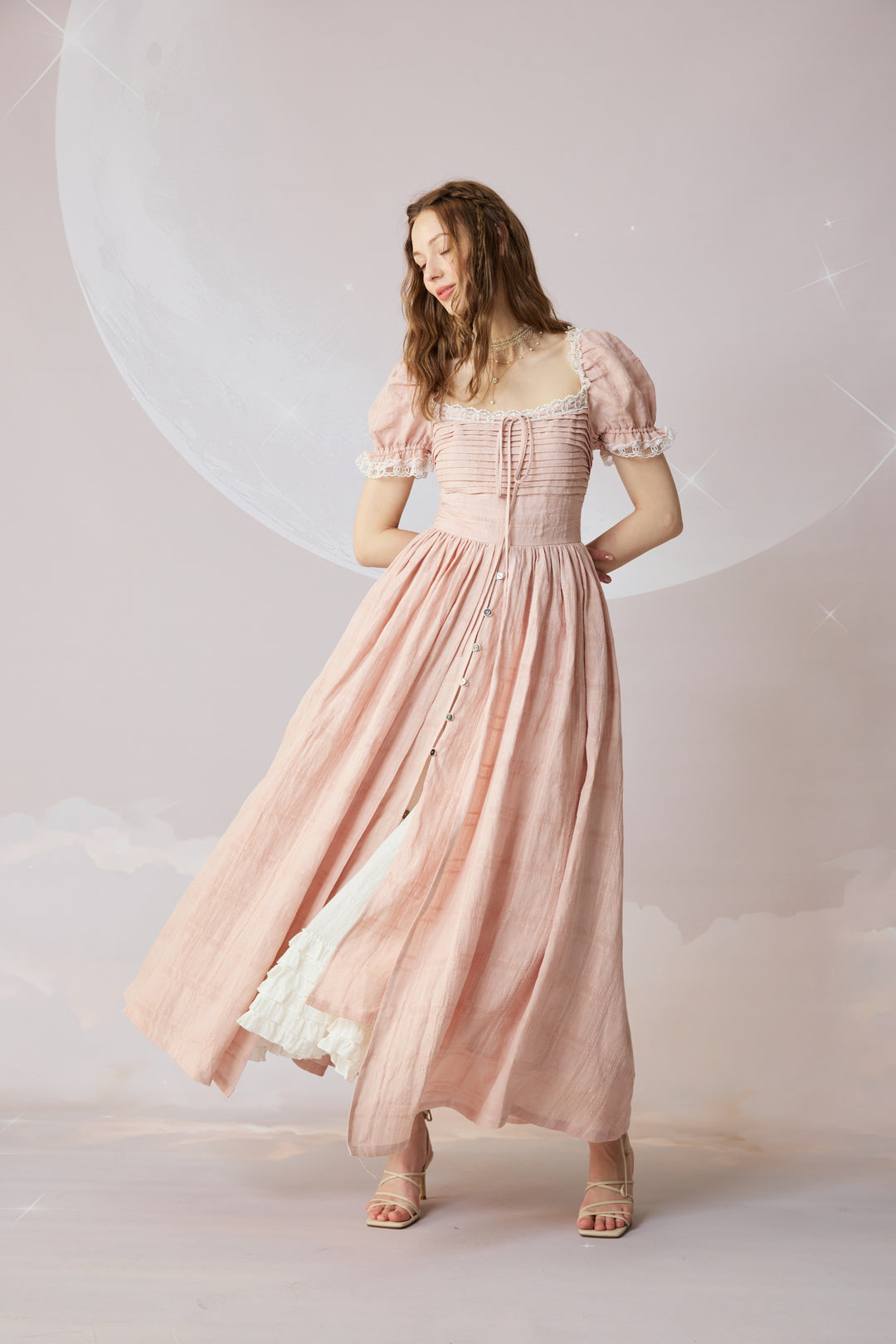 Monet Haze 26 | Fairy layered Linen Dress with pintucks