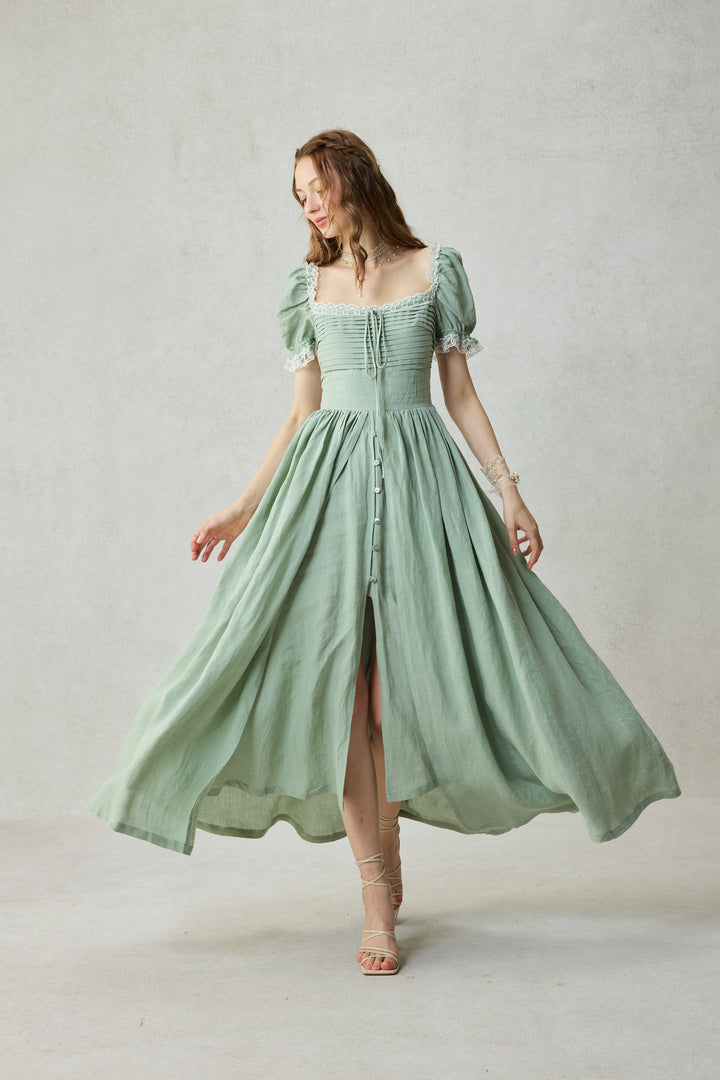 Monet Haze 26 | Fairy layered Linen Dress with pintucks